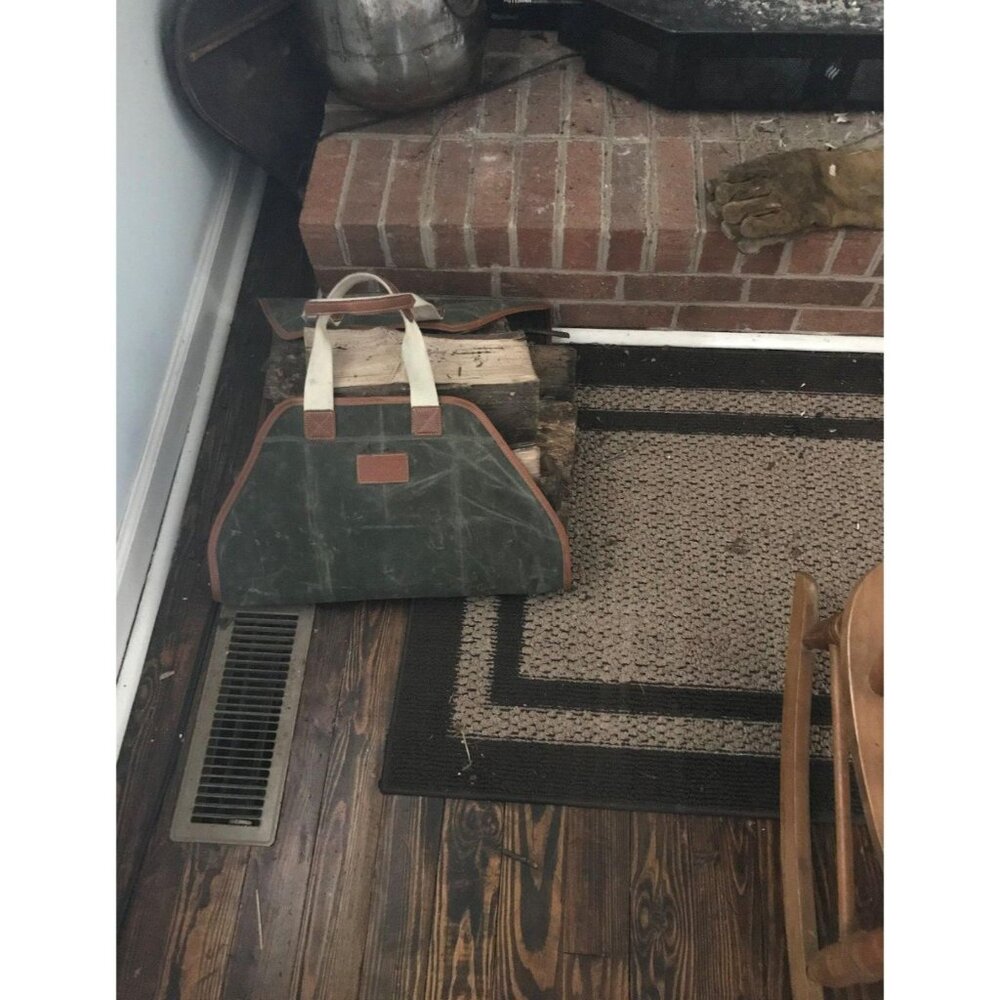 Large Firewood Bag Canvas Log Carrier Portable Tote Camping Fireplace Wood Trans